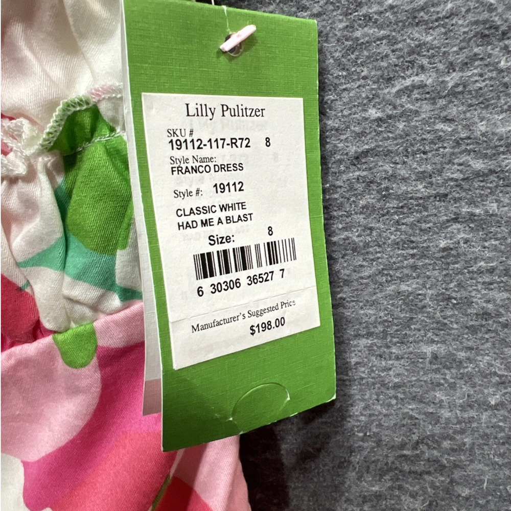 Lilly Pulitzer Franco Dress Classic White Had Me A Blast Floral Strapless Size 8 - Picture 9 of 14